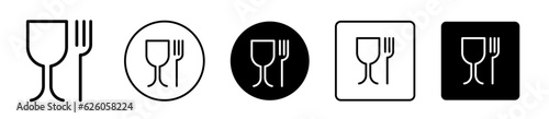 food safe mark icon set. glass with fork sign for food safe products.