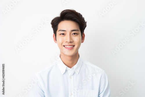 Beautiful korean man on white background