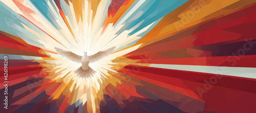 Winged dove with copy space, a representation of the New Testament Holy Spirit