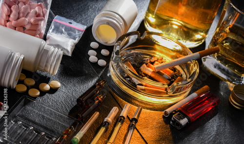 Addictive substances, including alcohol, cigarettes and drugs