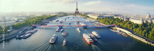 Aerial Glimpse of Olympics: Paris and the Seine, Generative AI