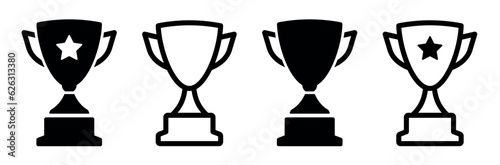 Trophy cup icon set, trophy cup award in flat style. Vector illustration 