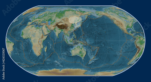 Amur tectonic plate. Physical. Robinson. Boundaries