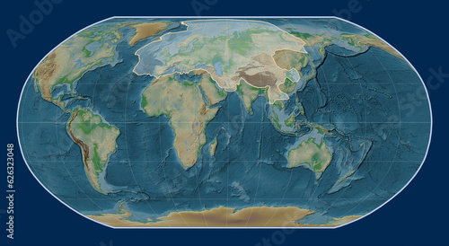 Eurasian tectonic plate. Physical. Robinson.