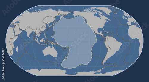 Pacific tectonic plate. Contour. Robinson. Boundaries