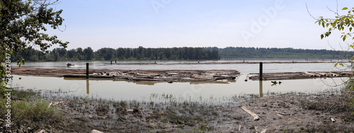 Rafts of logged timber on Fraser River