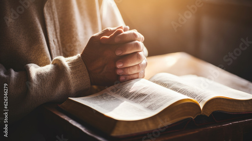 Priest reads the Bible in church.