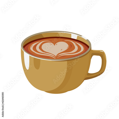 Hot coffee cappuccino in cups. Vector illustration isolated on white eps 10