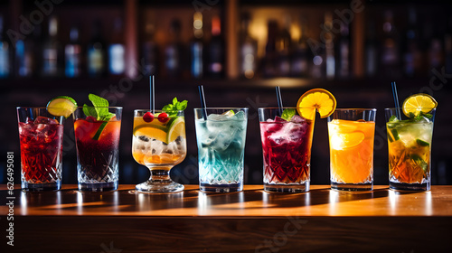 Best selling cocktails at a bar during happy hour