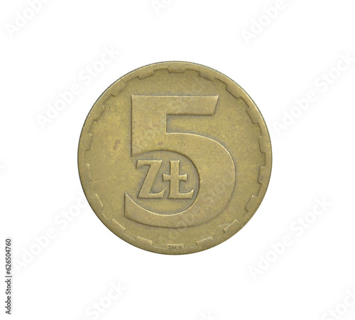 5 Zlot coin made by Poland in 1975, that shows Numeral value