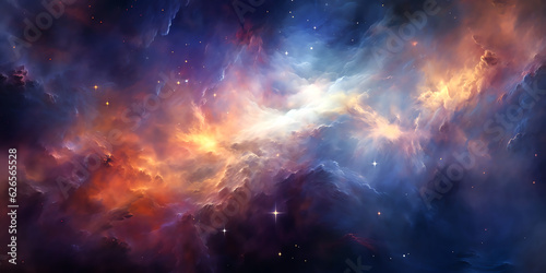 Colorful universe nebula and stars space landscape - Generative AI