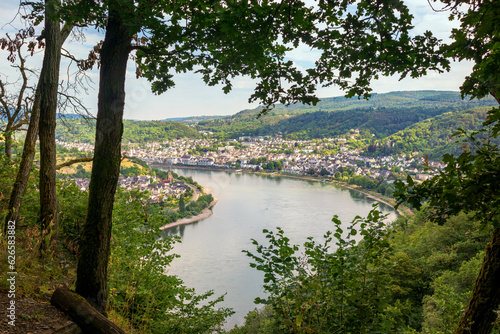 View to town of Boppard at Rhine river - Famous wine town at middle Rhine valley