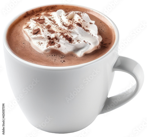 Cup of Hot Chocolate with Cream. Isolated on Transparent Background. generative ai