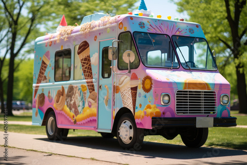 painted colorful ice cream van generative ai