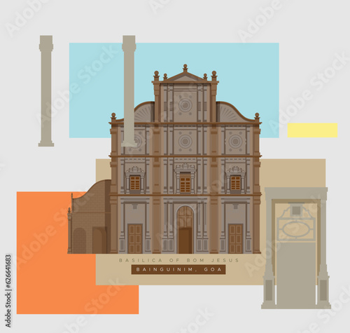 Basilica of Bom Jesus - Goa - Stock Illustration
