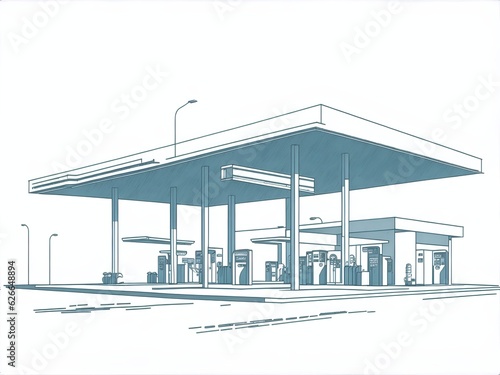 Gas station blueprint. AI generated illustration
