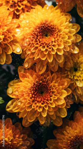 Chrysanthemum with water droplets
