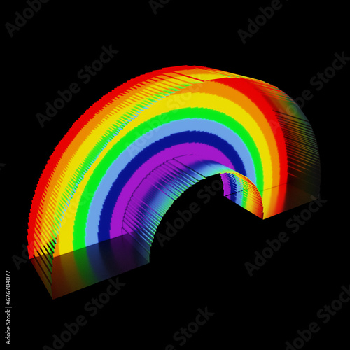 黒背景に３Dの透明な虹