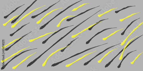Pattern of many ripe illuminating yellow bananas on an ultimatum gray background in color of 2023. liquid marble texture with high resolution. A gray black wall for inscriptions. Graphite wall.