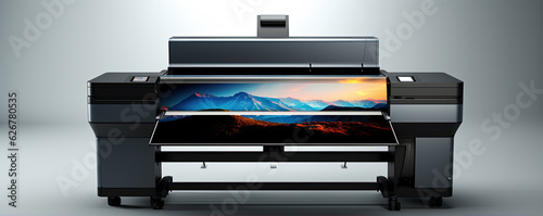 Modern large format printer. New design of format Printers on white background.