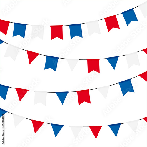 Banni√®re festive de fanions et drapeaux Fran√ßais - C√©l√©bration - R√©publique fran√ßaise - √âl√©ments vectoriels √©ditables pour c√©l√©brer des f√™tes Fran√ßaises ou des √©v√©nements sportifs