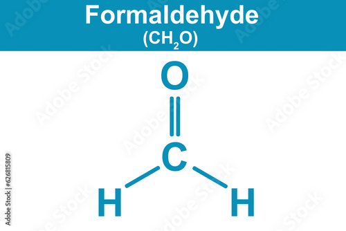 Chemistry illustration of Formaldehyde in blue