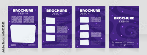 Upcoming planetarium event blank brochure design. Template set with copy space for text. Premade corporate reports collection. Editable 4 paper pages. Arial Black, Regular fonts used