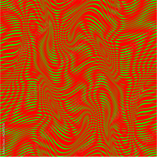 Seamless Geometric Psychedelic wave pattern red & green wallpaper texture background
