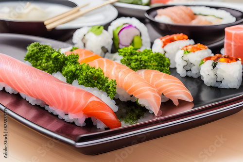 sushi on a plate. Generative AI