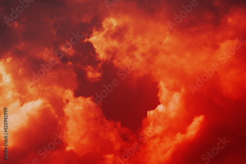 The red sky background looked like smoke and fire. bomb Violent. for wallpaper, backdrop and design.