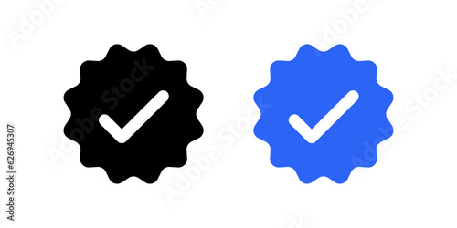 blue verified badge or tag check mark tick icon approved symbol. valid icon , social media account profile verification icons