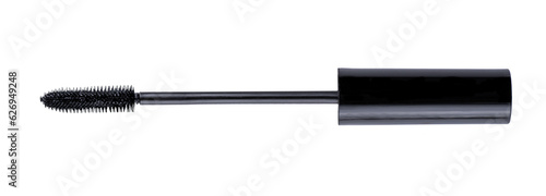 Black mascara brush isolated on transparent background. Beauty mascara applicator brush cut out on transparent.