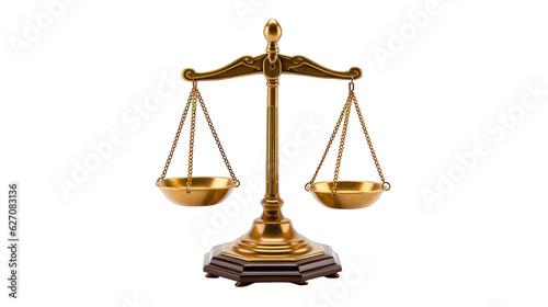 Ancient scales of justice isolated on white transparent background