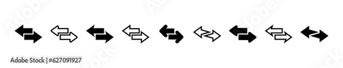 Set of transfer arrows vector icons. Swap, exchange, interchange symbol. Double arrows.