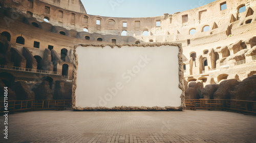 Large picture frame in the centre of the colosseum