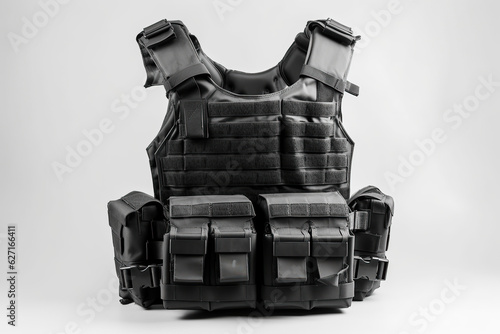 Bulletproof vest on the the white background, professional equipment, isolated, created with Generative AI