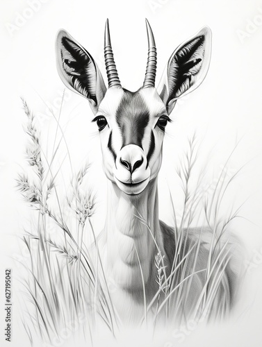 Wallpaper for phone with a pencil sketch artwork springbok animal drawing.