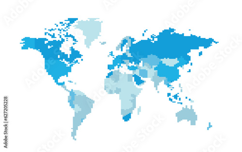 Pixelated world map. Pixel art