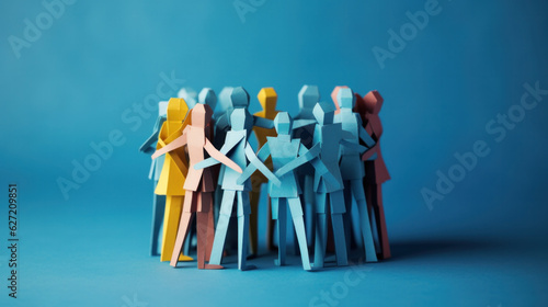 A group of paper people coming together. Concept for teamwork.