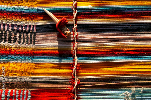 Material and tools for the elaboration of textile handicrafts in an indigenous community of Lake Titicaca, Peru.