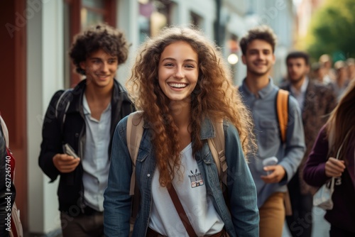 High School Students in the School Yard - Back to School - AI Generated