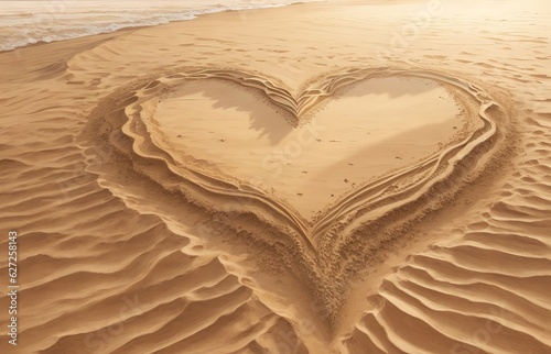 Hearts Made Of Sand With Brown Color Background