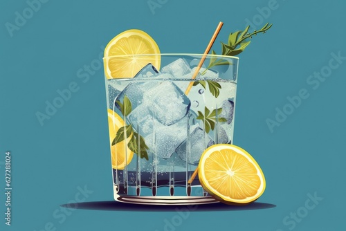 cold gin tonic drink illustration