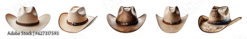 Set of cowboy hats. Isolated on a transparent background.