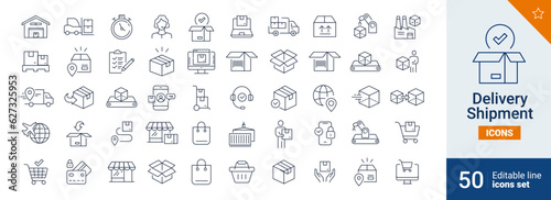 Delivery and shipment icons Pixel perfect. transport, box, time, ...