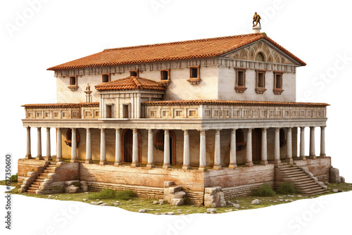 Classical Roman villa. isolated object, transparent background