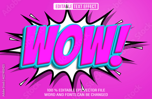 Wow Comic editable text effect 3d style template