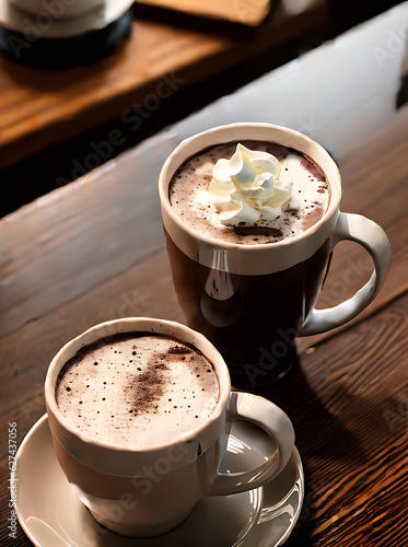 Realistic hot chocolate neutral colors warm lighting