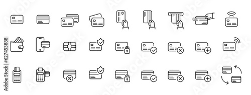 Credit Card Line Icon set symbol line pictogram vector minimal flat graphic design E-commerce payment