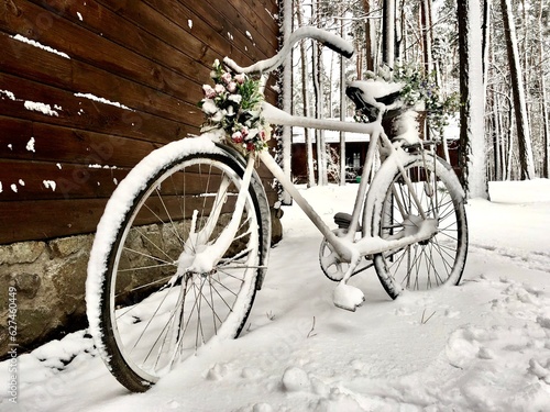 Rower w śniegu